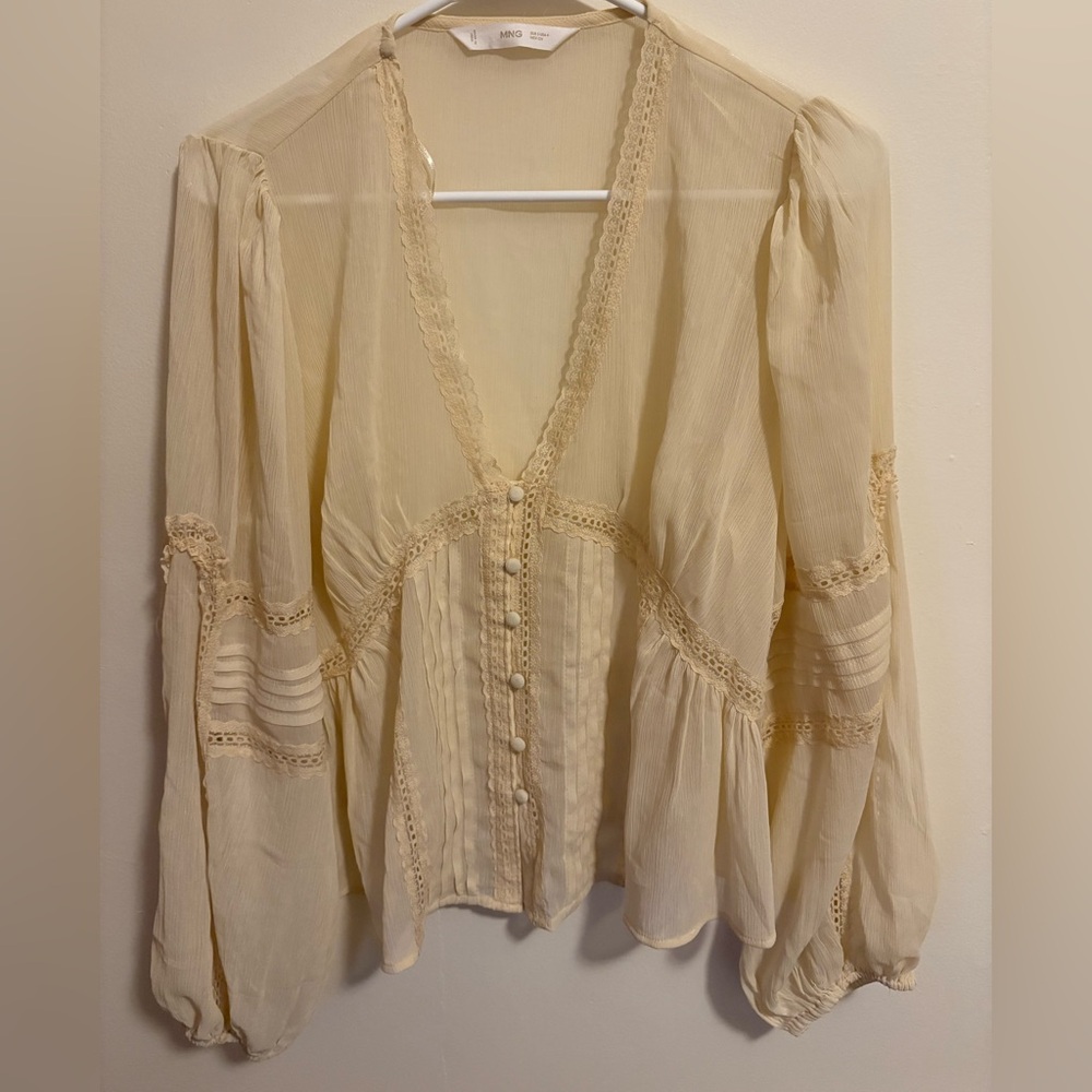 Mango Long Sleeve Yellow Shirt